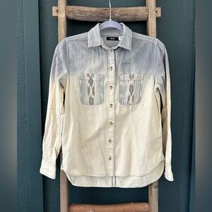 BDG Ombré Blue to Cream Button-Up 100% Cotton Women’s Shirt Size XS